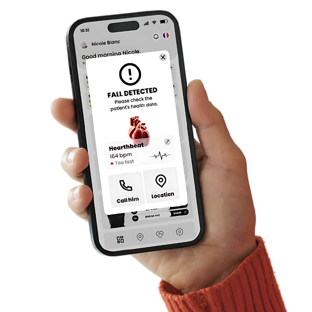 Application Chutex, alerte chute détectée