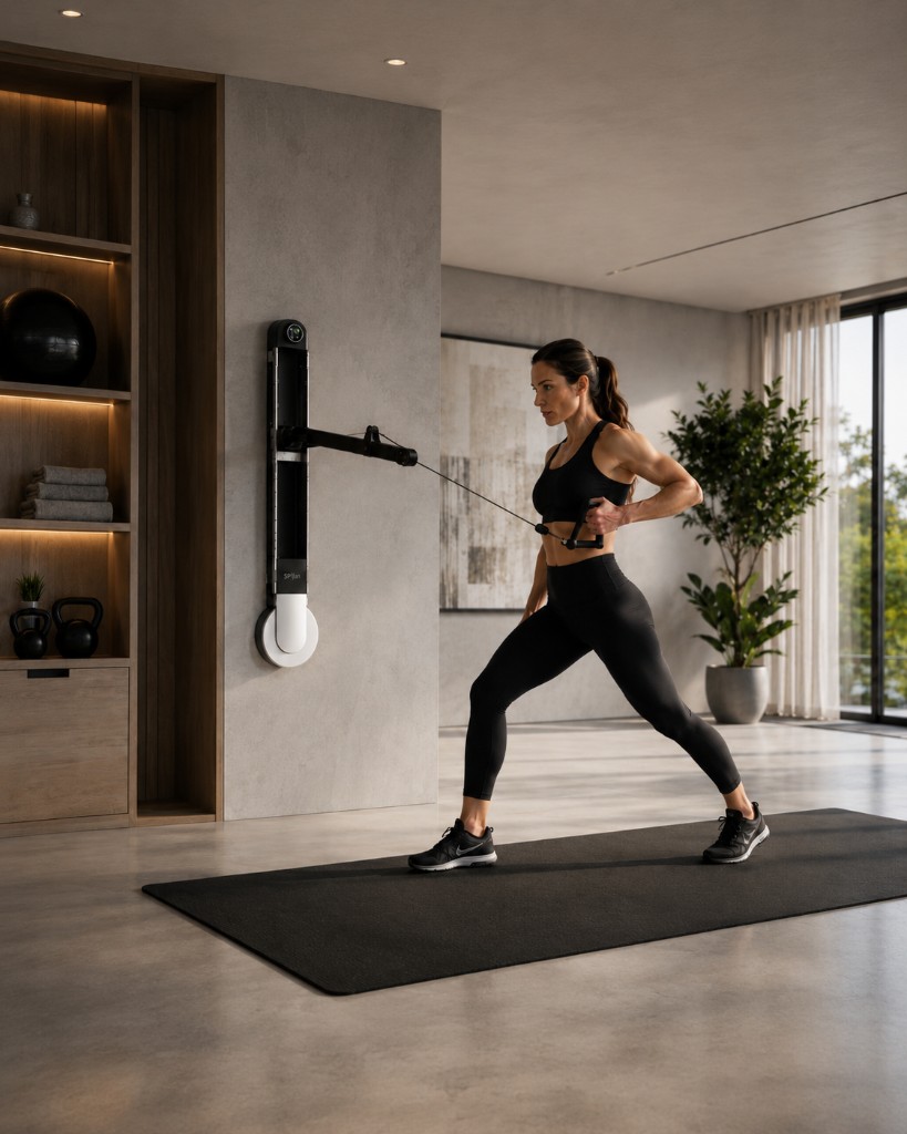 Modèle I utilisé en cabinet de kinésithérapie pour un exercice de tirage guidé